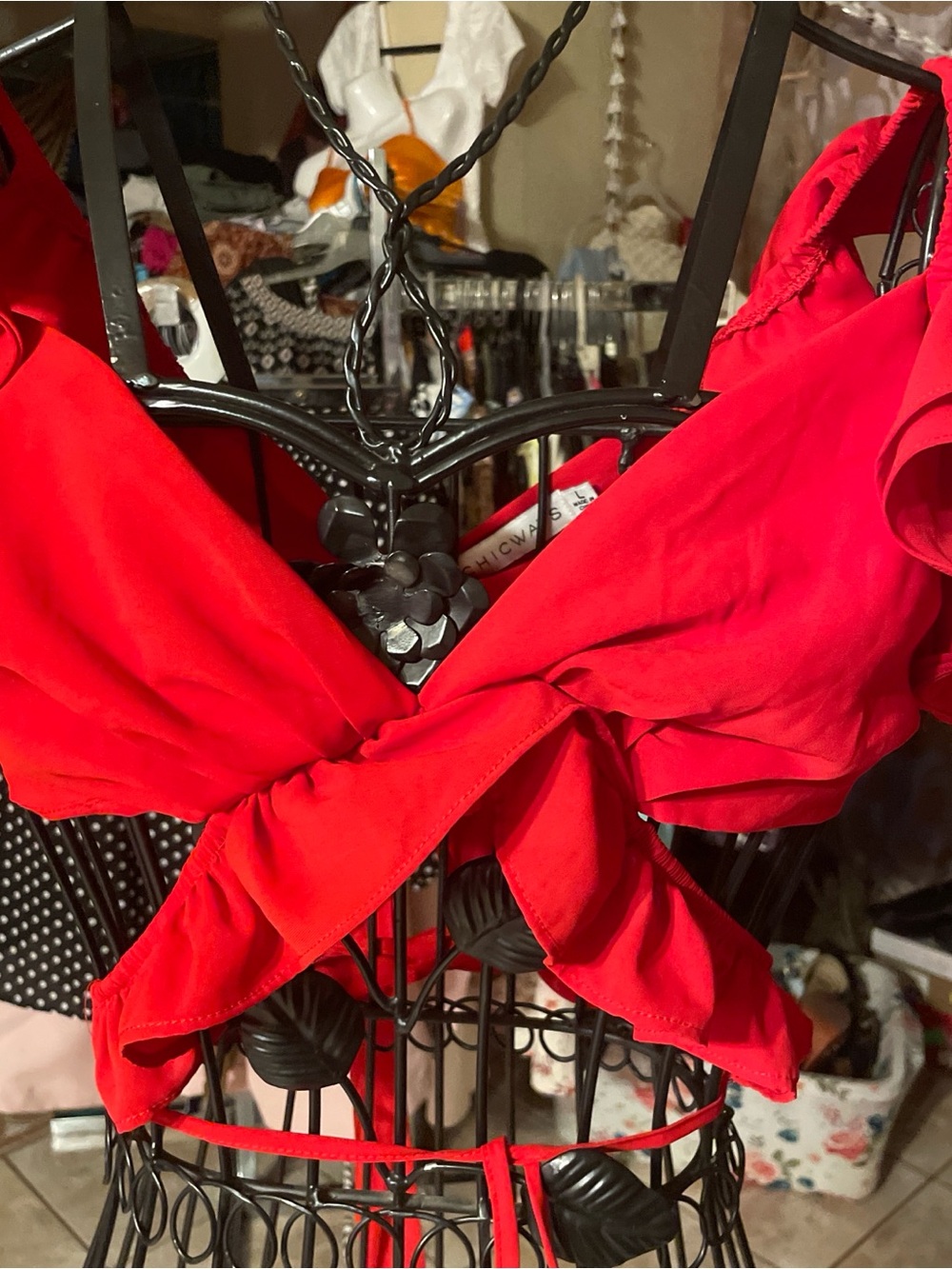 Red Tie-Front Crop Top - Women